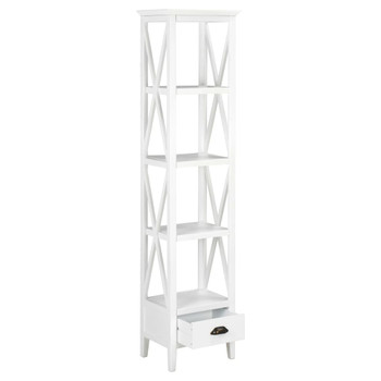 Bookcase w/Drawer White MDF Shelves Cabinets Display Shelf 15.7"/23.6"