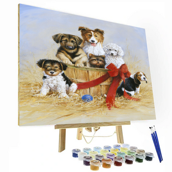 Basket of Joy Puppies Paint By Number Painting Set