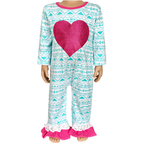 AL Limited Baby Girls Light Blue Long Sleeve Heart Romper Jumpsuit