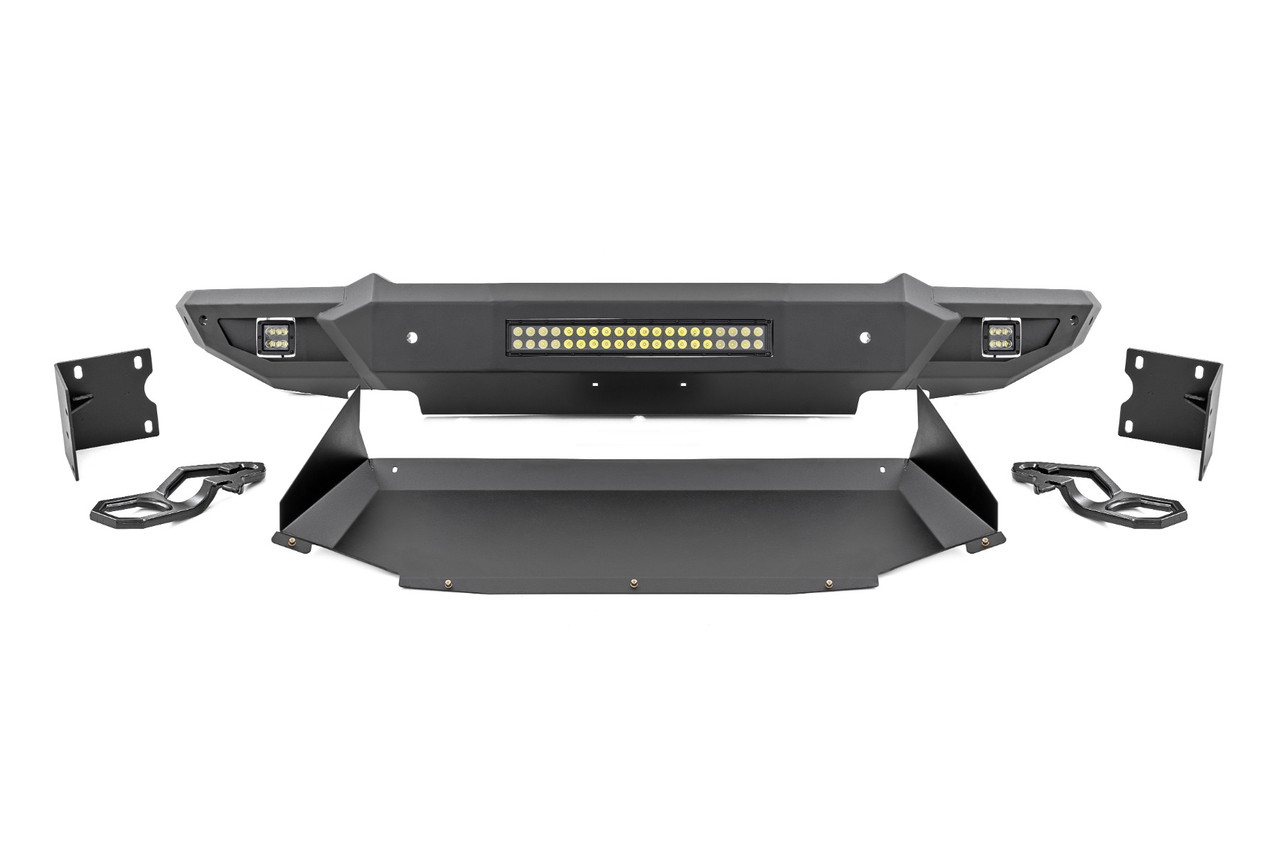 Front Bumper w/Skid Plate & Tow Hooks - Rough Country 10808ATH