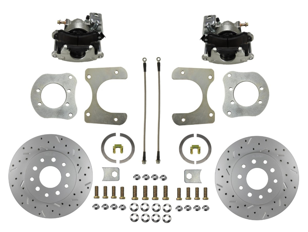 redoneneck Rear Disc Brake Kit W/ Drilled Rotors & Zinc Plated Calipers