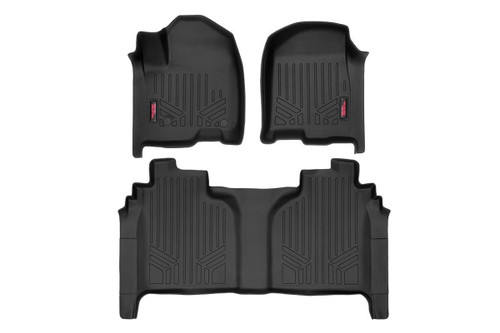 2019-2023 Chevy & GMC Silverado/Sierra 1500 Crew Cab Front/Rear Heavy Duty Floor Mats - Rough Country M-21612