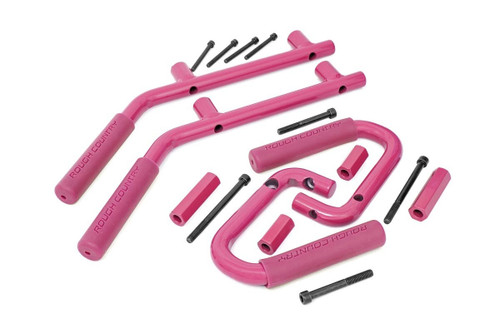 2007-2018 Jeep Wrangler JK Pink Front/Rear Steel Grab Handles - Rough Country 6503PINK