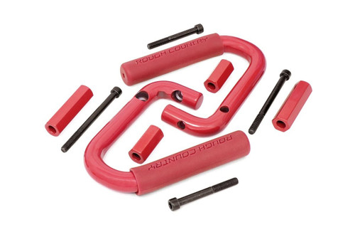 2007-2018 Jeep Wrangler JK Red Front Steel Grab Handles - Rough Country 6501RED