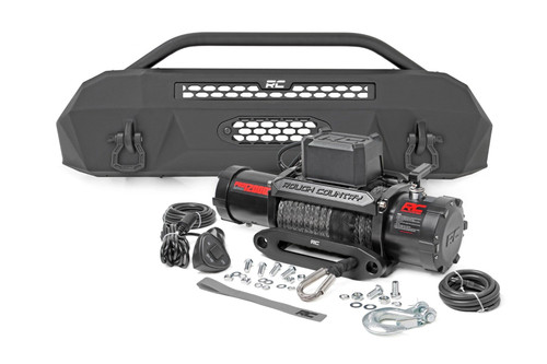 Front Bumper Hybrid 12000-Lb Pro Series Winch Synthetic Rope - Rough Country 10715