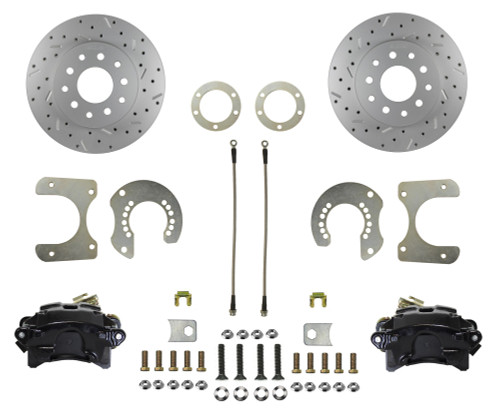 Rear Disc Brake Kit  W/ Drilled Rotors & Black Calipers - LEED Brakes BRC2001X