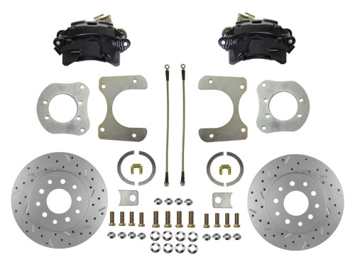 Rear Disc Brake Kit  W/ Drilled Rotors & Black Calipers - LEED Brakes BRC3001X