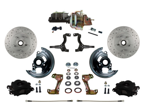 Power Front Kit W/  Drilled Rotors & Black Calipers - LEED Brakes BFC1002-M105X
