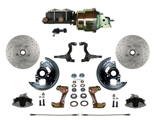 Power Front Kit W/ Drilled Rotors & Zinc Plated Calipers - LEED Brakes FC1002-K105X