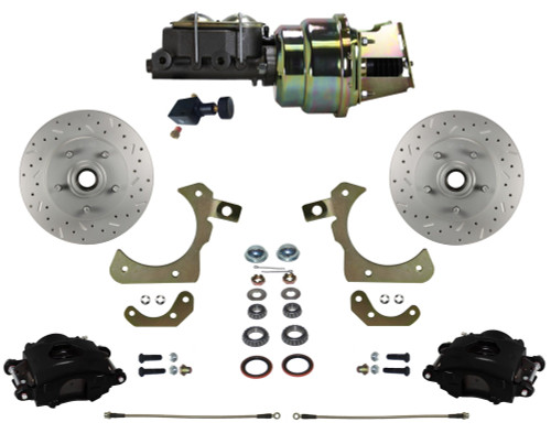Power Front Kit W/  Drilled Rotors & Black Calipers - LEED Brakes BFC1011-K105X