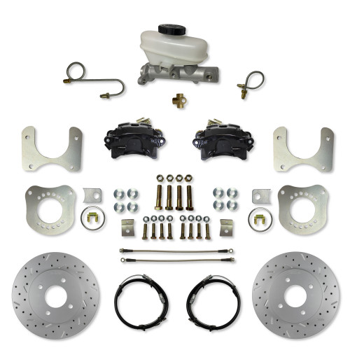 Rear Disc Brake Kit W/ Drilled Rotors & Black Calipers - LEED Brakes BRC0011X