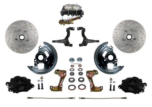 Manual Front Kit W/ Drilled Rotors & Black Calipers - LEED Brakes BFC1006-3A1X