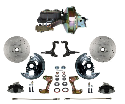 Power Front Kit W/ Drilled Rotors & Zinc Plated Calipers - LEED Brakes FC1002-E1A3X