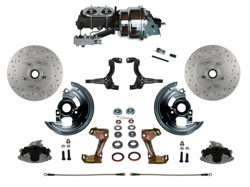 Power Front Kit W/ Drilled Rotors & Zinc Plated Calipers - LEED Brakes FC1002-LBB4X