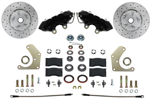 Spindle Kit W/ Drilled Rotors & Black Calipers - LEED Brakes BFC2001SMX