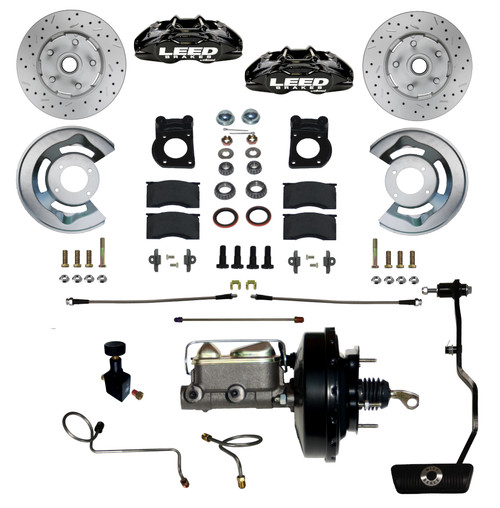 Power Front Kit W/ Drilled Rotors & Black Calipers - LEED Brakes BFC0006-3405AX