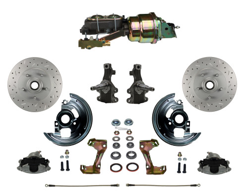 Power 2" Drop Spindle Kit W/ Drilled Rotors & Zinc Plated Calipers - LEED Brakes FC1003-K1A1X