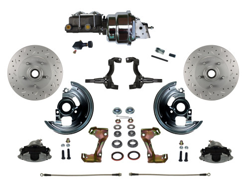 Power Front Kit W/ Drilled Rotors & Zinc Plated Calipers - LEED Brakes FC1002-LB05X