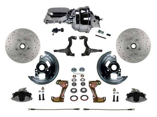 Power Front Kit W/ Drilled Rotors & Zinc Plated Calipers - LEED Brakes FC1002-N605X