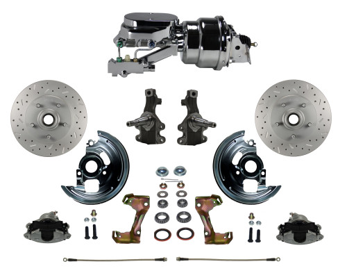 Power 2" Drop Spindle Kit W/ Drilled Rotors & Zinc Plated Calipers - LEED Brakes FC1003-L6B4X