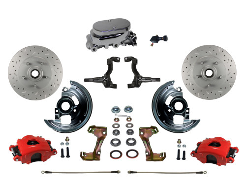 Manual Front Kit W/ Drilled Rotors & Red Calipers - LEED Brakes RFC1002-F05X