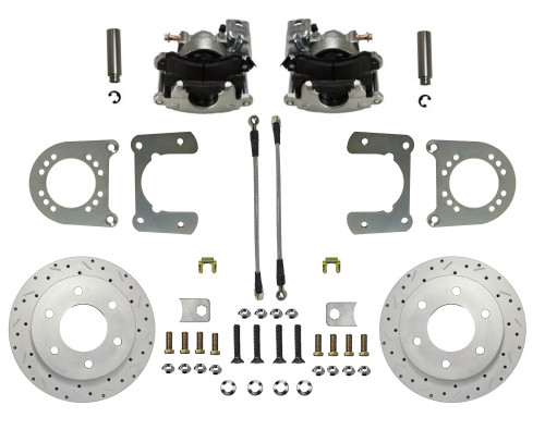 Rear Disc Brake Kit  W/ Drilled Rotors & Zinc Plated Calipers - LEED Brakes RC6001X