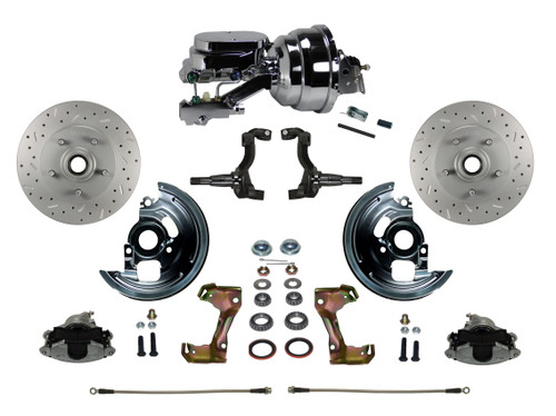 Power Front Kit W/ Drilled Rotors & Zinc Plated Calipers - LEED Brakes FC1002-N6B4X