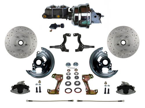 Power Front Kit W/ Drilled Rotors & Zinc Plated Calipers - LEED Brakes FC1002-NB05X