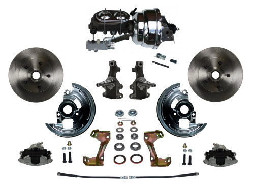 Power 2" Drop Spindle Kit W/ Plain Rotors & Zinc Plated Calipers - LEED Brakes FC1003-NBB2