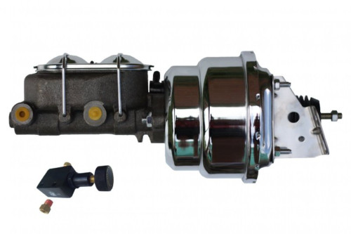 Power Booster Kit 7" Dual Booster 1-1/8" Bore Master Adj Valve(Chrome) - LEED Brakes PBKT1026