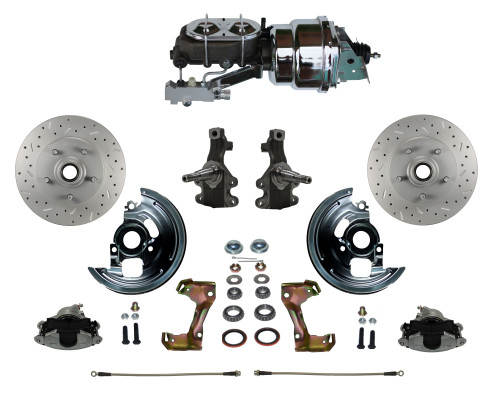 Power 2" Drop Spindle Kit W/ Drilled Rotors & Zinc Plated Calipers - LEED Brakes FC1003-LBB4X