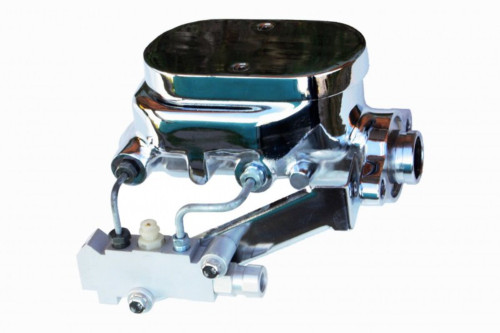 Master Cylinder Kit 1" Bore Chrome Flat Top W/ Disc/Drum Valve - LEED Brakes M_FB2