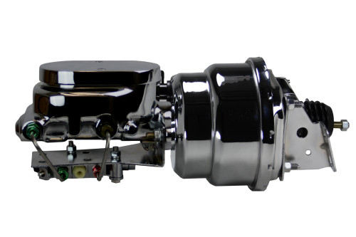 Power Booster Kit 7" Dual Booster 1-1/8" Flat Top Disc/Drum (Chrome) - LEED Brakes PBKT1013
