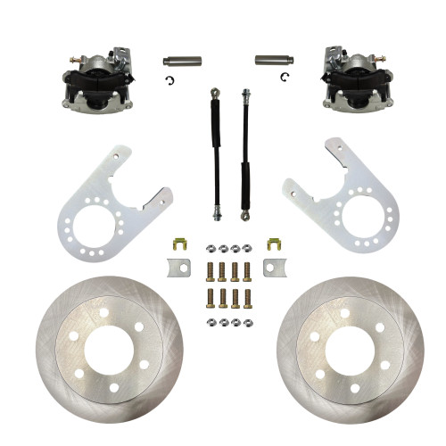 Rear Disc Brake Kit  W/ Plain Rotors & Zinc Plated Calipers - LEED Brakes RC6005