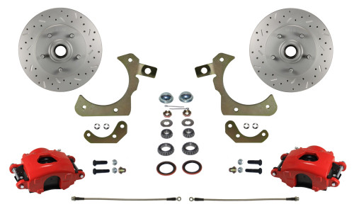 Spindle Kit W/ Drilled Rotors  & Red Calipers - LEED Brakes RFC1010SMX