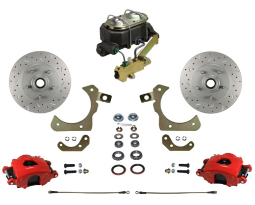 Manual Front Kit W/ Drilled Rotors & Red Calipers - LEED Brakes RFC1011-3A1X