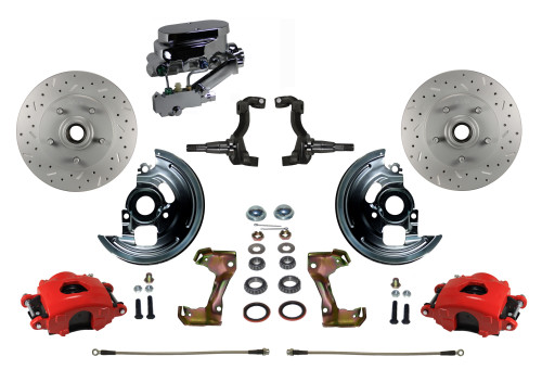 Manual Front Kit W/ Drilled Rotors & Red Calipers - LEED Brakes RFC1006-FA1X