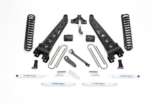 Fabtech 17-20 Ford F-250/350 4WD Diesel 4" Radius Arm Lift Kit w/Perf. Shocks - K2215