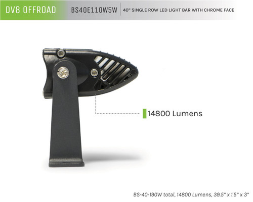 Single Row LED Light Bar With Chrome Face - DV8 Offroad BS40E110W5W
