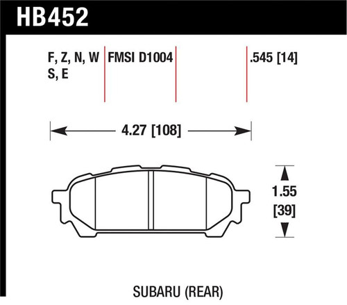 Hawk HP+ Street Rear Brake Pads - HAWKHB452N.545