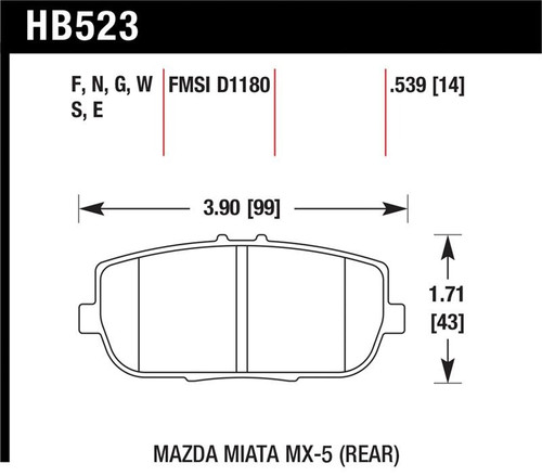 Hawk Blue 9012 Race Rear Brake Pads - HAWKHB523E.539