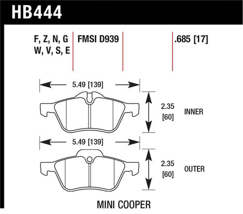 Hawk Performance Ceramic Street Front Brake Pads - HAWKHB444Z.685