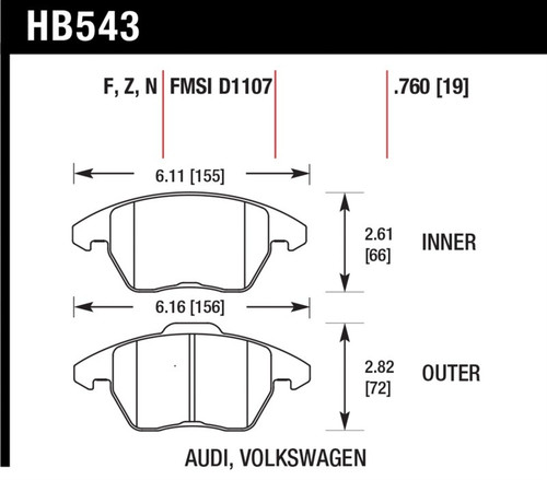 Hawk HPS Front Brake Pads - HAWKHB543F.760