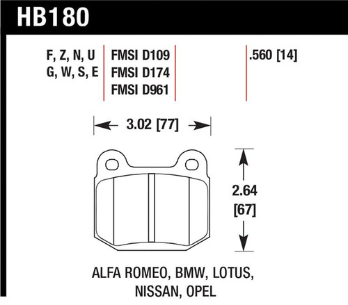 Hawk HPS Street Rear Brake Pads - HAWKHB180F.560