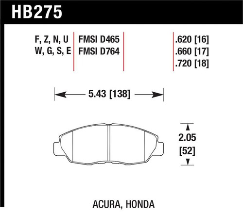 Hawk Performance Ceramic Street Front Brake Pads - HAWKHB275Z.620