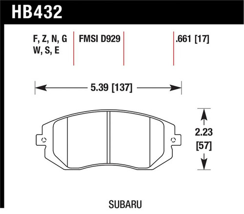 Hawk HP+ Street Front Brake Pads - HAWKHB432N.661