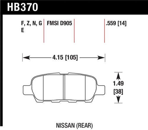 Hawk HP+ Street Rear Brake Pads - HAWKHB370N.559