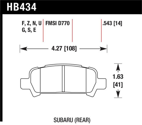 Hawk Performance Ceramic Street Rear Brake Pads - HAWKHB434Z.543
