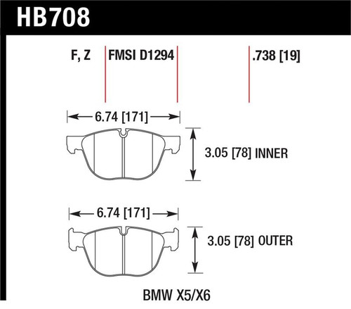 Hawk HPS Front Brake Pads - HAWKHB708F.738