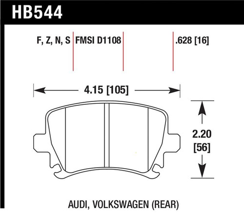 Hawk HPS Rear Brake Pads - HAWKHB544F.628